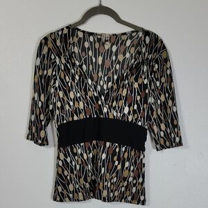Y2K Babydoll 3/4 Sleeve Top Size S Brown Black 90 Vintage Whimsigoth Fairy Brown